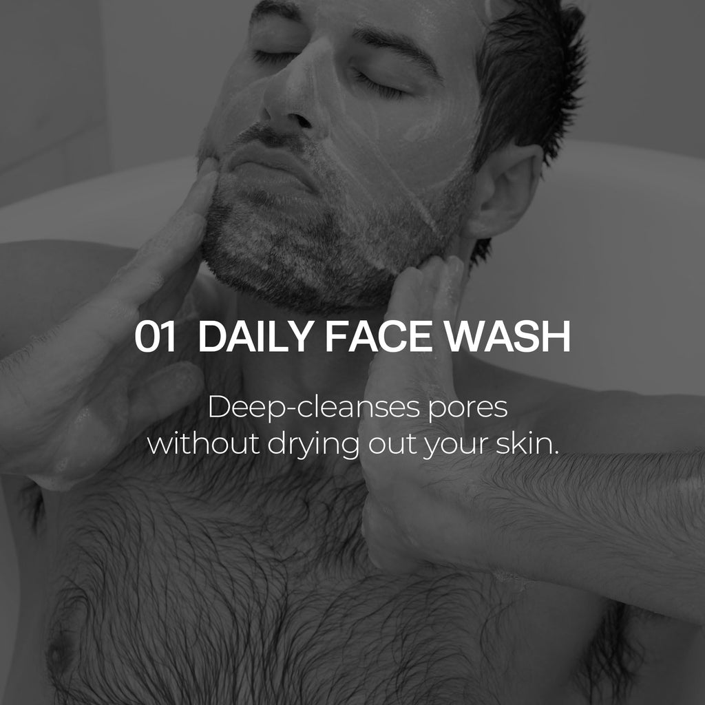 HommeFace Men’s Daily Trio 3-Step Daily Routine Set with Face Wash, Herbal Spray Toner & Moisturizer - Korean Skincare Technology with CICA, Tea Tree Leaf & Witch Hazel Extracts, for All Skin Types